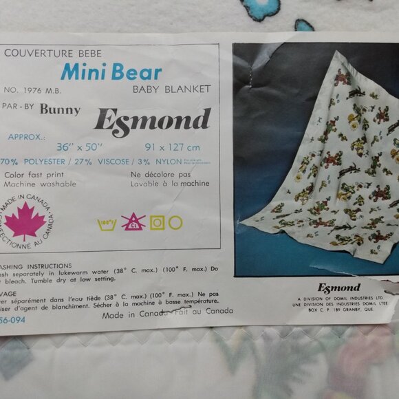 Vintage Baby Blanket White "Mini Bear" by Bunny Esmond NEW IN PACKAGE 36"x50" - Picture 4 of 16